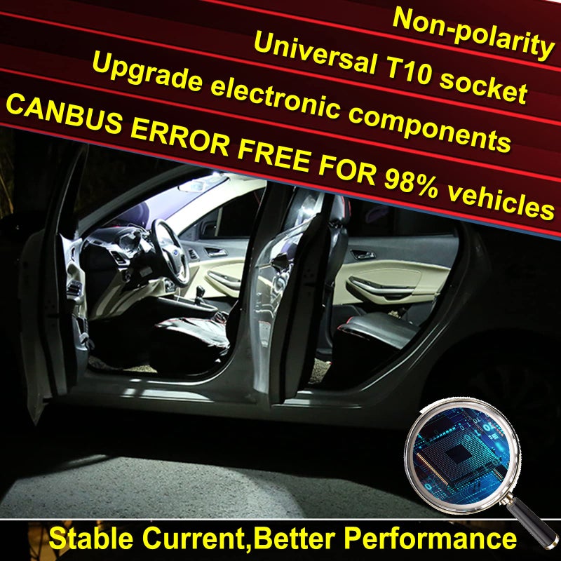 XINYANG 10Pcs 194 LED Car Bulbs, Canbus No Error T10 168 LED Light Bulbs, 15smd 4014 chipset 175 2825 Non-polarity LED Lights for Car Interior Dome Map Door Courtesy License Plate, 6000K White - Image 5